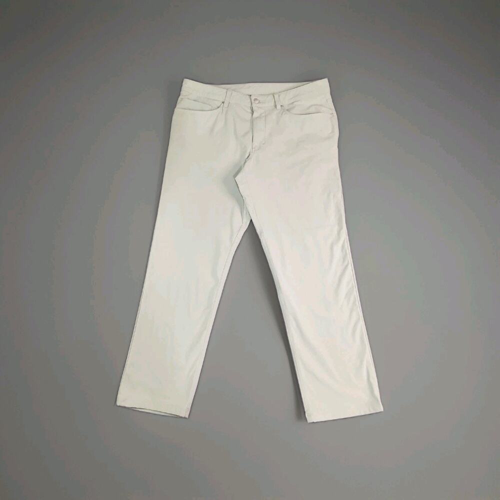 Lululemon ABC Classic Pants Mens Sz 34 Light Beige LM5ADCS Warpstreme Golf C28